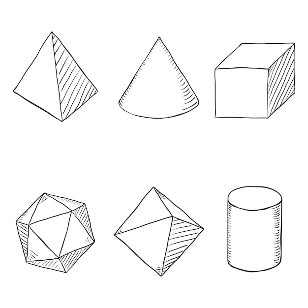 Vector Set of Black Hand Drawn Sketch Geometry Shapes