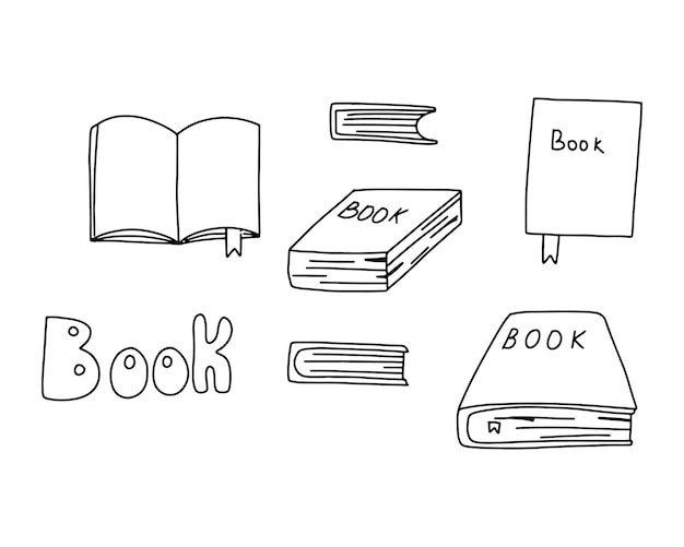 Vector set of books Books drawn with an outline