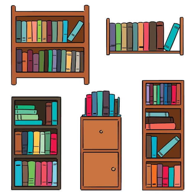 Vector vector set of bookshelf