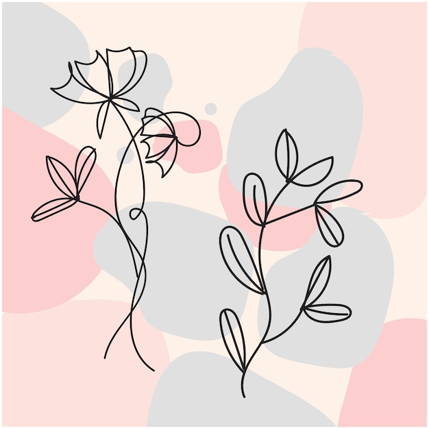 vector set of botanical leaf doodle wildflower line art