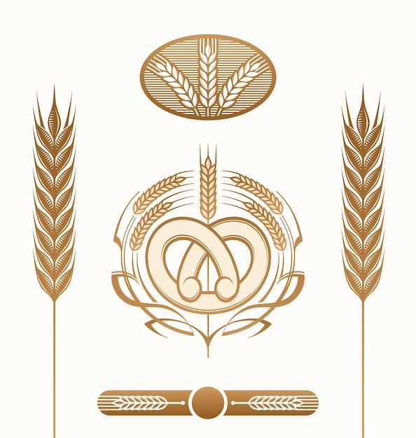 Vector set bread and wheat