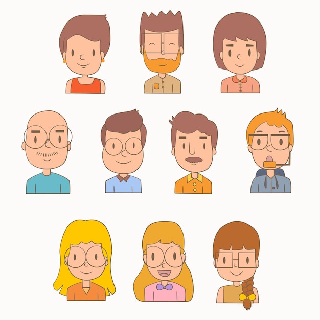 Vector set of a cartoon character Man and woman design