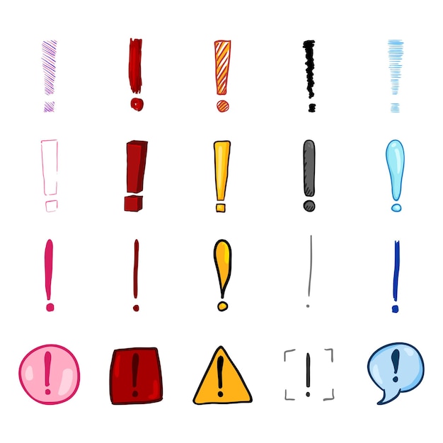 Vector Set of Cartoon Color Exclamation Marks