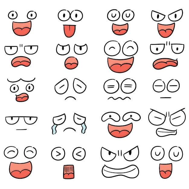 Vector set of cartoon face