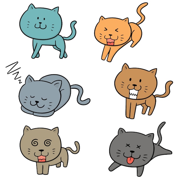 vector set of cats