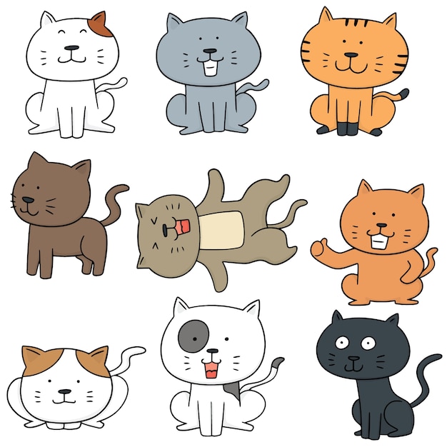 vector set of cats