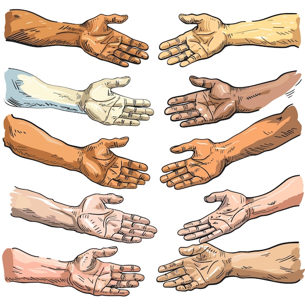 vector set of character hands on white background Generative AI