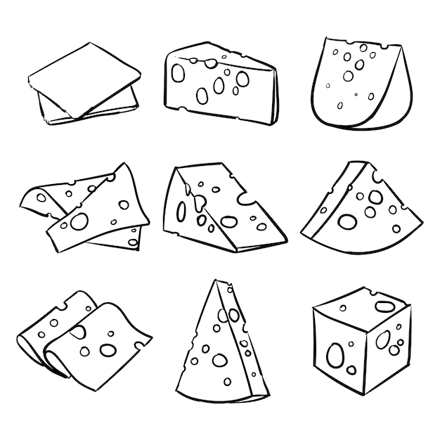 Vector set of cheese isolated on a white background