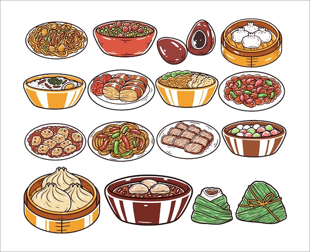 Vector set of chinese food illustration