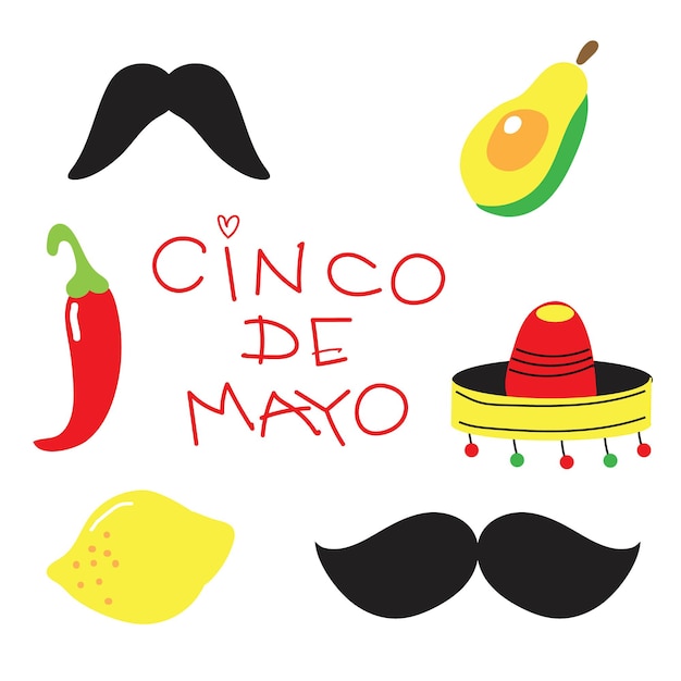 Vector set of Cinco de mayo holiday elements