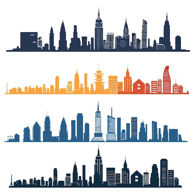 Vector vector set of a city skylines