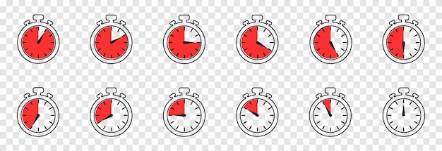 Vector set of clock alarm clock timer PNG Timer clock on an isolated transparent background