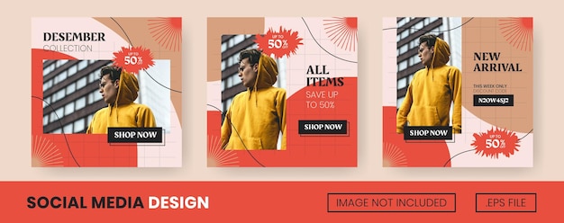 Vector vector set of collection fashion sale fashion flyer or social media post banner