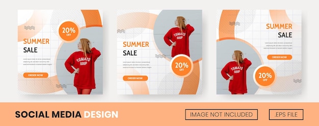 Vector vector set of collection summer fashion sale fashion for flyer social media post or banner