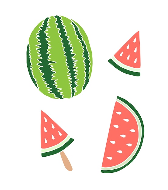 Vector set of colored watermelon