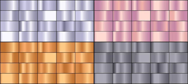 Vector set of colorful metal gradients