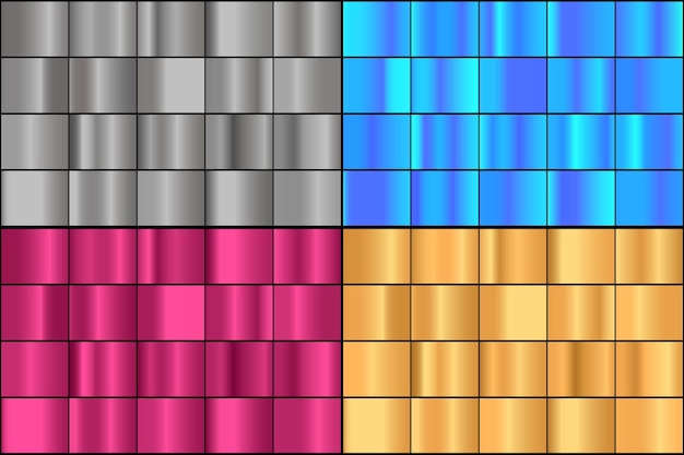 Vector set of colorful metal gradients