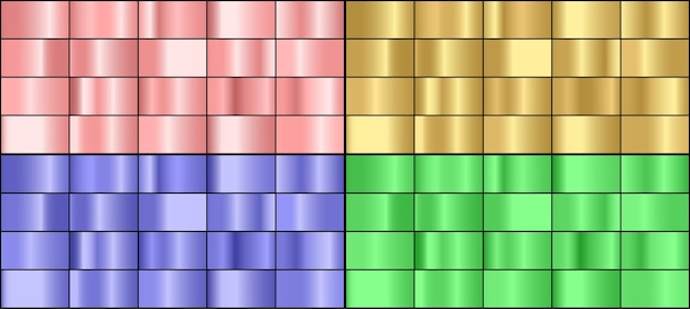 Vector set of colorful metal gradients.