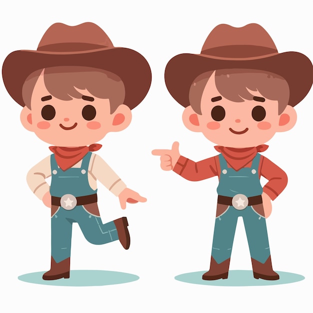 Vector vector set of cowboy kids