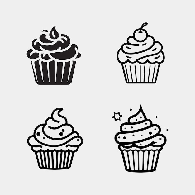 Vector set of Cupcake isolated on white background