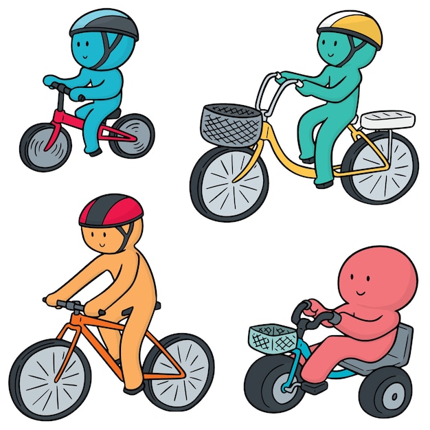 vector set of cyclist