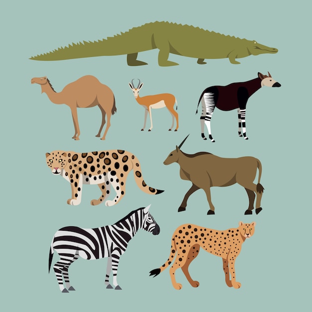 Vector Set Of Different African Animals