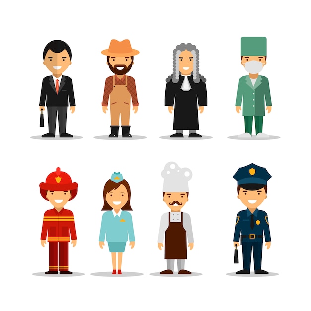 Vector set of different people professions characters.