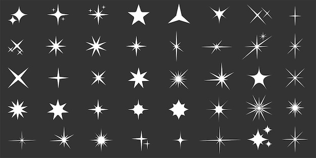 Vector set of different sparkles icons Collection of star sparkles symbol Design on white backgrou