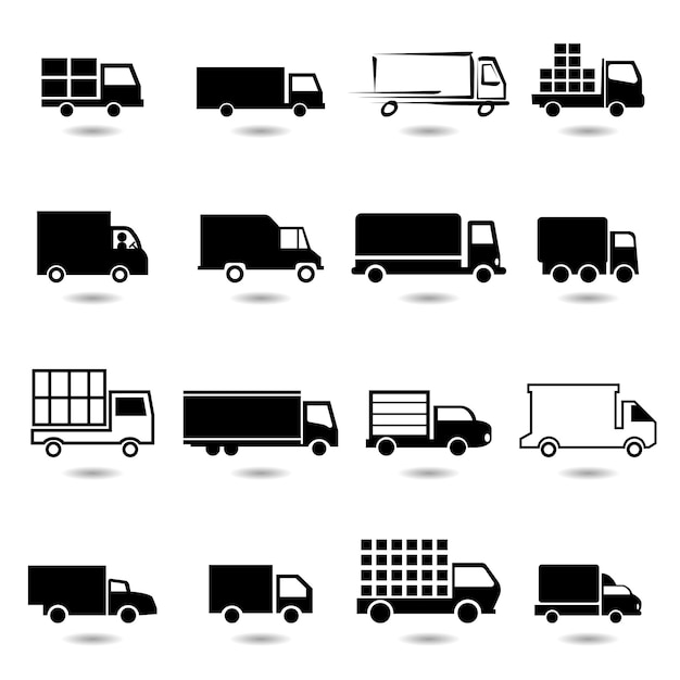 Vector set of different truck icons