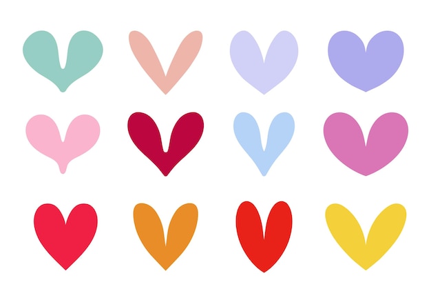 Vector set of diffrent heart shapes Design elements for card social media templates invintation