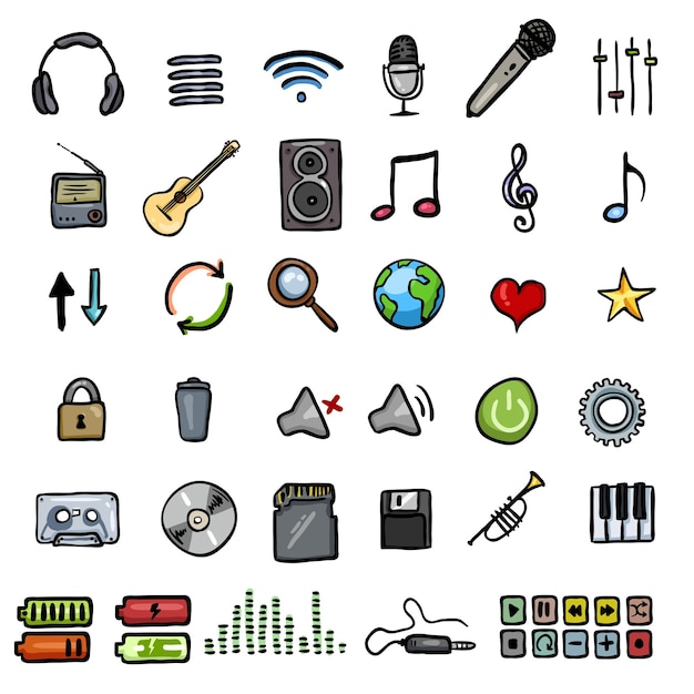 Vector Set of Doodle Music icons