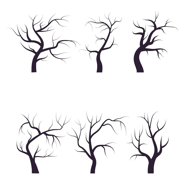 vector set of dry woods