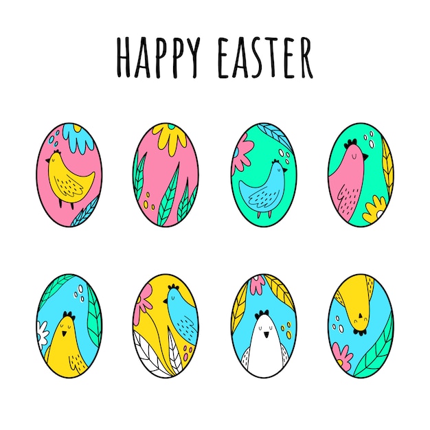 Vector set of Easter eggs