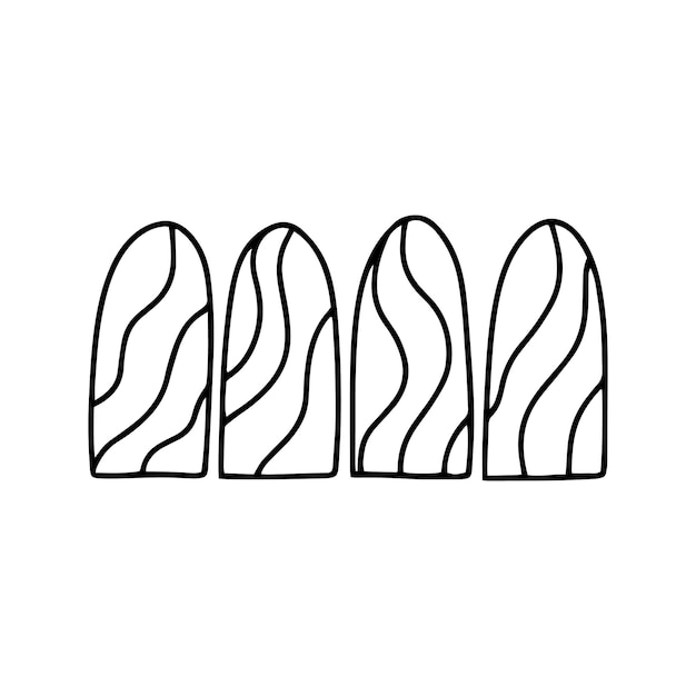 Vector set of fingernails with lines