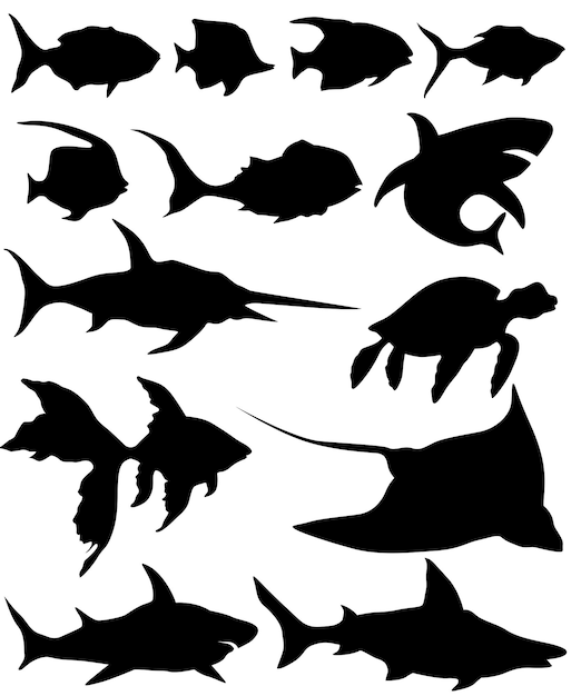 Vector set of fish Silhouettes