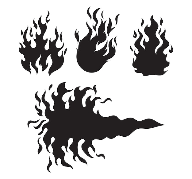 Vector set of flame fire clipart