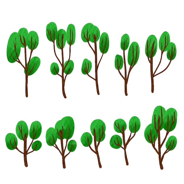 Vector vector a set of flat hand drawn tree