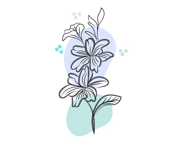 Vector set of floral sketch line doodle illustration