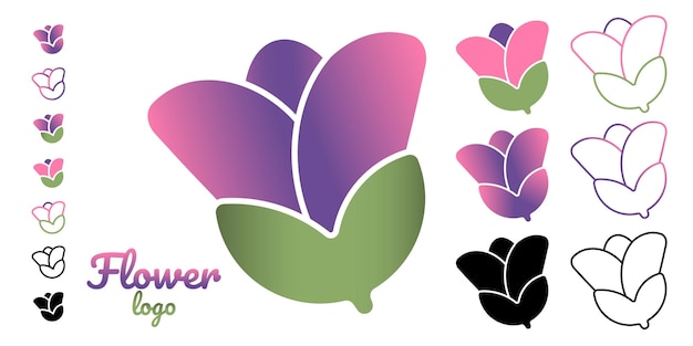 Vector set of the Flower logo in different design options for a bio products company