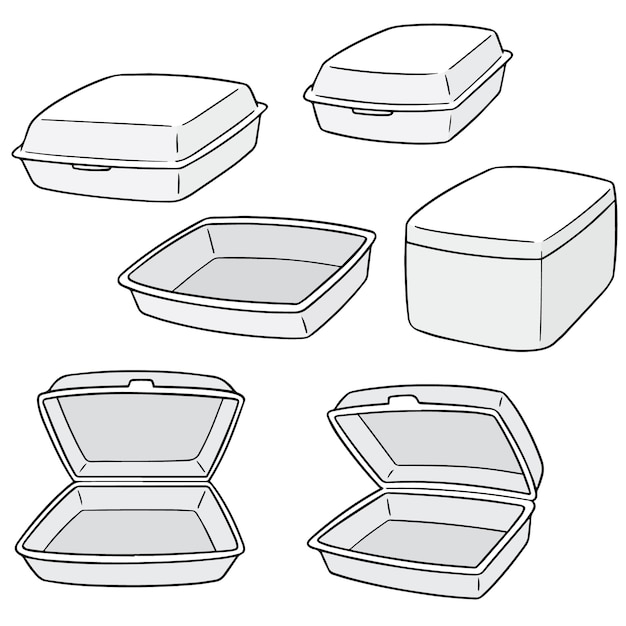 vector set of foam container