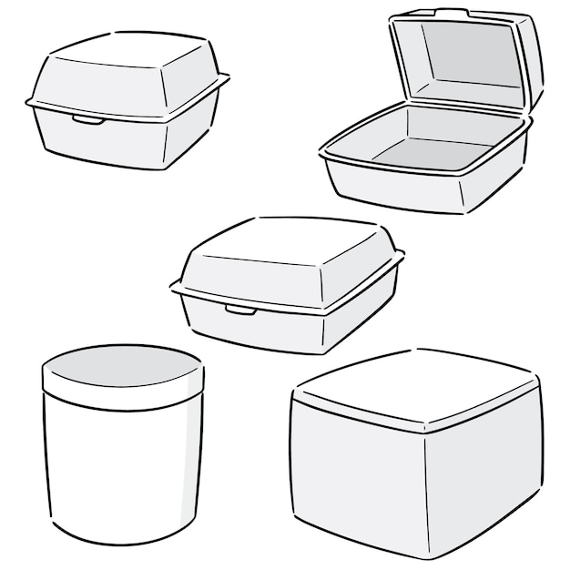 vector set of foam container