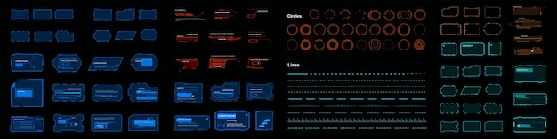 Vector vector set frames complex elements signs and symbols for personal graphical interface hud