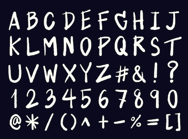 Vector set of free hand brush alphabet