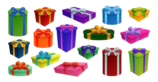 Vector set of gifts isolated on white background