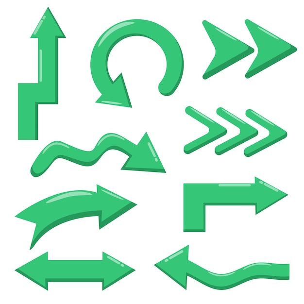 vector set of green arrows