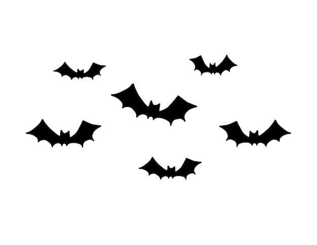 Vector set group of flying bat silhouette