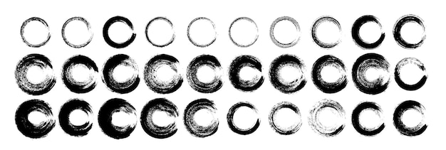 Vector set grunge circle brush strokes for frames