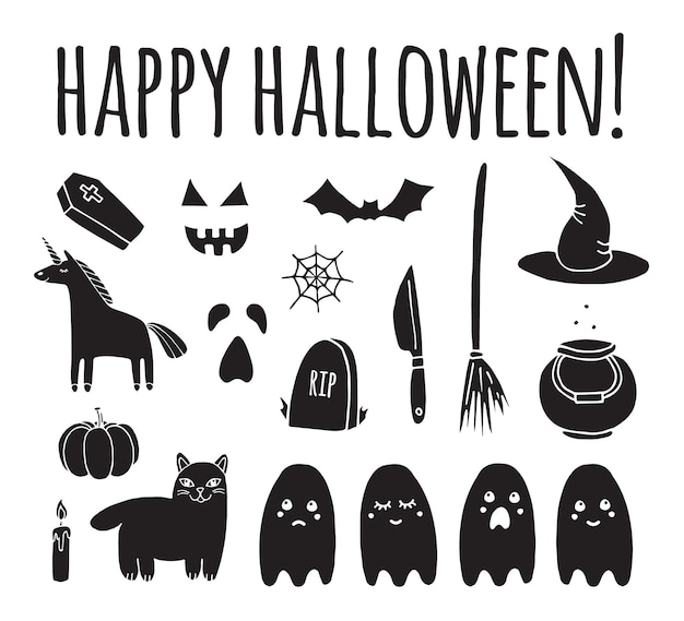 Vector set of Halloween elements