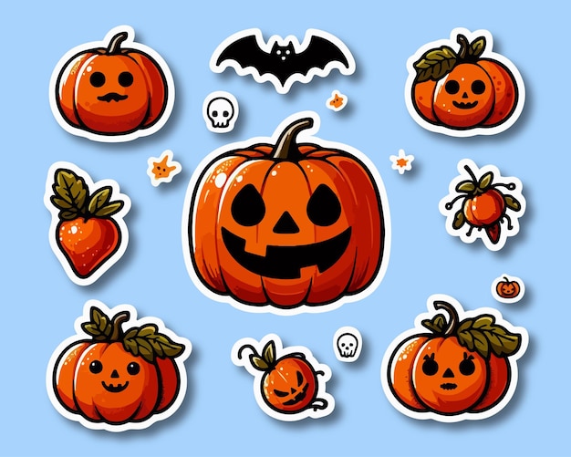 Vector set of halloween sticker design eps 10 file