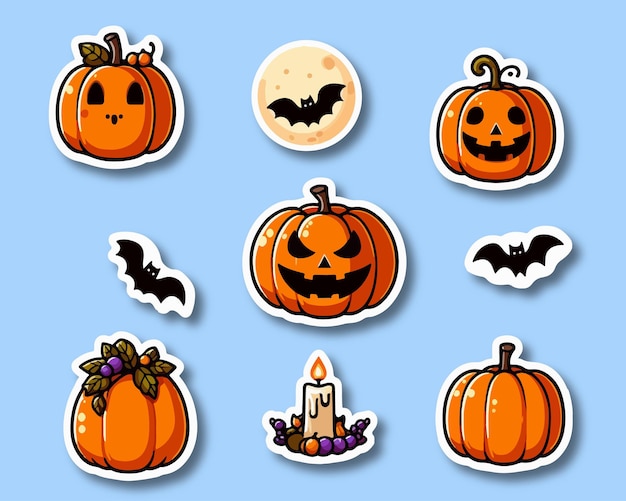 Vector vector set of halloween sticker design eps 10 file